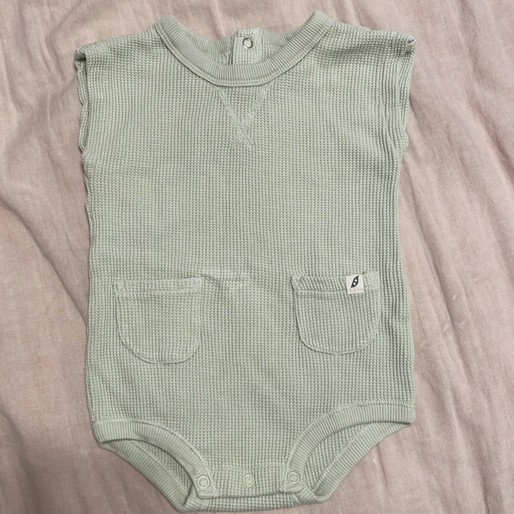 Mint green waffle onesie